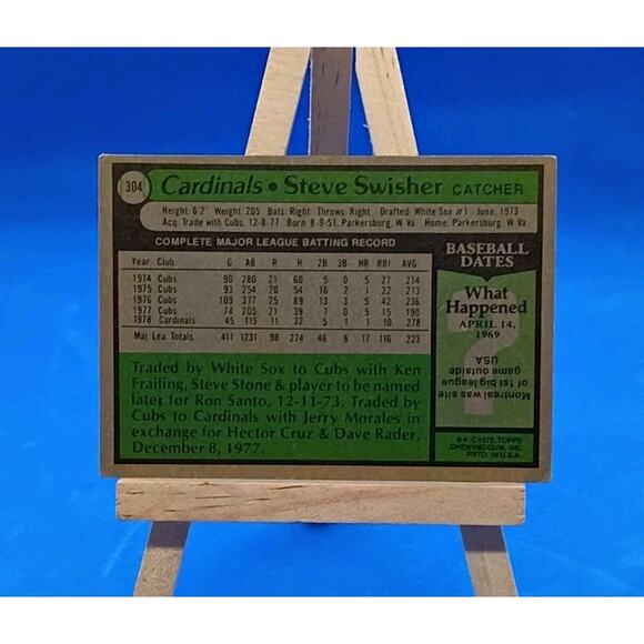1979 Topps - Steve Swisher #304 - Catcher Cardinals - Picture 3 of 4